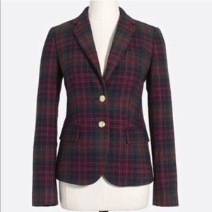 J crew schoolboy plaid wool blazer jacket XS 0 NEW